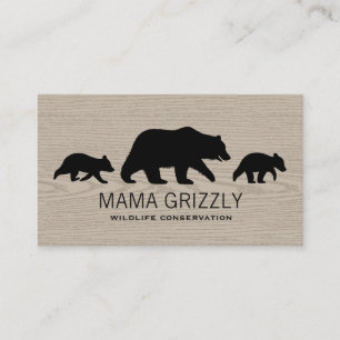 Mama Grizzly Beer met Cubs Silhouettes Wildlife Visitekaartje