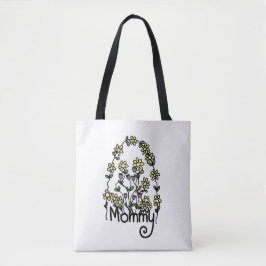 Mama Hand getrokken Floral Design Canvas tas