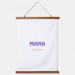 Mama Happy Mothers retro paars voegt naamtekst vin Hangend Wandkleed