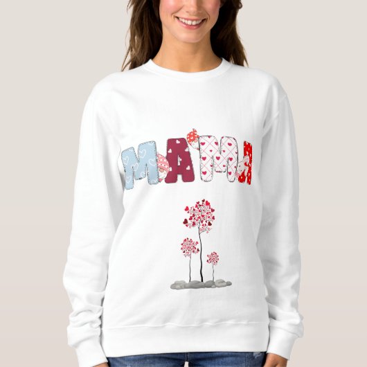 Mama Heart Patchwork Sweatshirt - Cute Floral Mama (Devant)