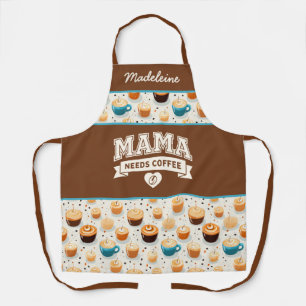 MAMA Heeft Bruine Witte Hart Koffieboon Koffie Nod Schort