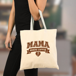 MAMA heeft koffie nodig Bruine Witte Hart Koffiebo Tote Bag