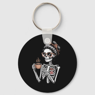 Mama heeft koffie nodig Funny skelet Halloween-kof Sleutelhanger