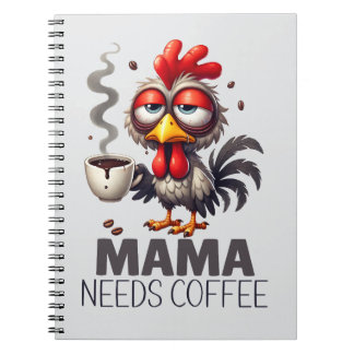 Mama heeft koffie nodig Overprikkeld Grappige Kip Notitieboek