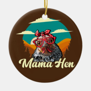 Mama Hen Chicken Mom Sunglasses Funny Mothers Day Keramisch Ornament