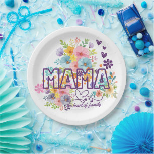 Mama het hart van Familie Trendy Design Papieren Bordje