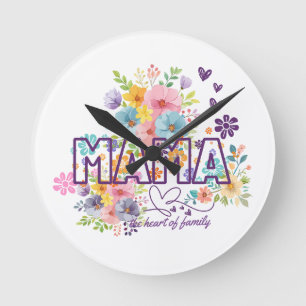Mama het hart van Familie Trendy Design Ronde Klok
