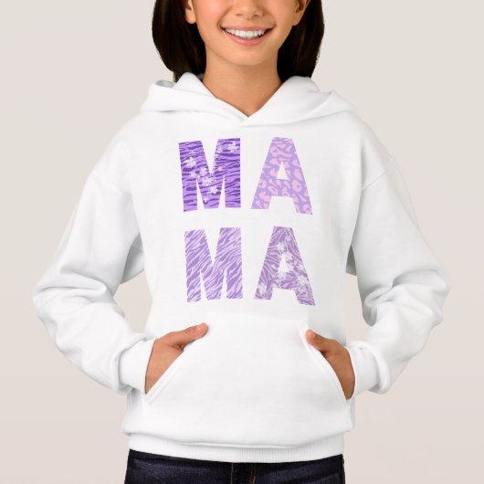 MAMA Hoodie – Purple Pattern Zebra Love (Devant)