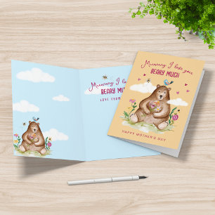 Mama Ik hou van je Beary Veel Gelukkige Moeders Da Feestdagen Kaart