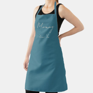 Mama Ik hou van je Blauwgroen blauw kleur Schort