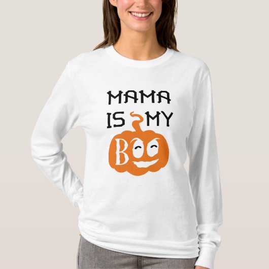 Mama is my Boo, Black and Orange Design T-shirt (Voorkant)