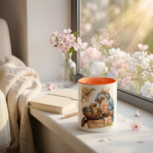Mama Is Thuis Mooie Vogel Koffiemok voor Mama Tweekleurige Koffiemok