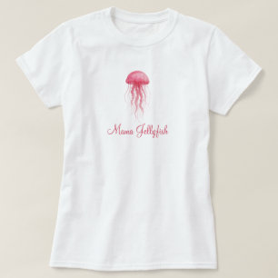 Mama Jellyfish Moderne Waterverf Meisje Baby Showe T-shirt