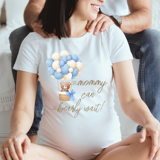 Mama kan bijna niet wachten op Blue Teddy Bear Bab T-shirt