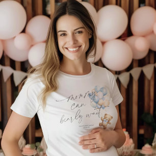 Mama kan bijna wachten, blauwe baby jongen douche t-shirt