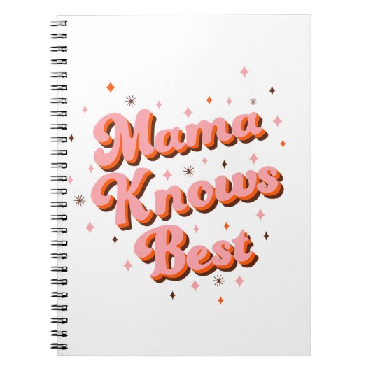 Mama kent Best Pink Brown Sweet Retro Lettering Notitieboek (Voorkant)