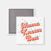 Mama kent beste roze bruine speelse retro Letterin Magneet (Voorkant / Achterkant)