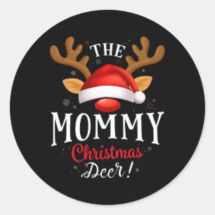 Mama Kerst Herten Pus Xmas Familie Matching Ronde Sticker
