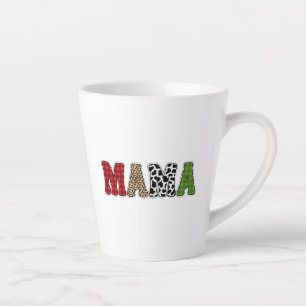 Mama Kerstmis Geruite Patroon Ontwerp Latte Mok