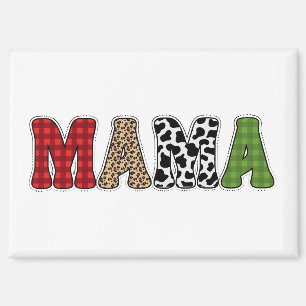Mama Kerstmis Geruite Patroon Ontwerp Magneet