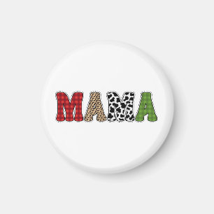 Mama Kerstmis geruite patroonontwerp Magneet
