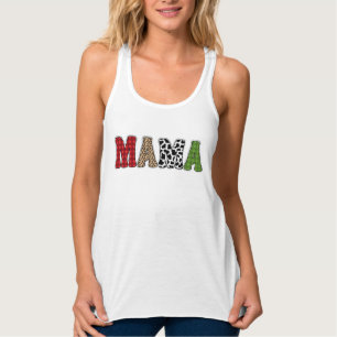 Mama Kerstmis geruite patroonontwerp Tanktop