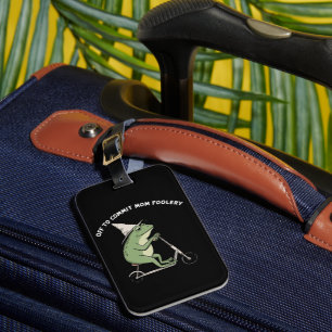 Mama Kikker Gaat Moederlijke Dwaze Scooter Cadeau  Bagagelabel
