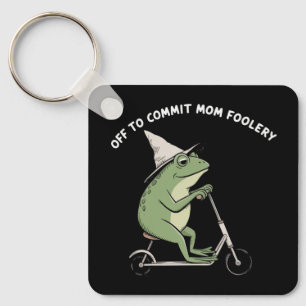 Mama Kikker Gaat Moederlijke Dwaze Scooter Cadeau Sleutelhanger