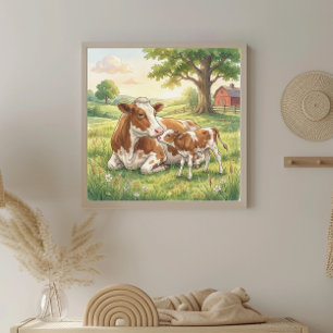 Mama Koe en Kalf Nursery Poster