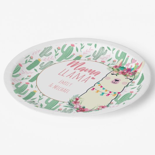 Mama Lama Feest Baby Meisje Verjaardagsfeest Parti Papieren Bordje (Gekanteld)