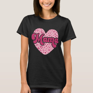 Mama Leopard Print Liefde Hart T-shirt