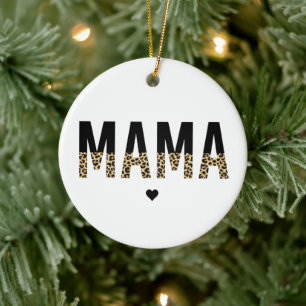 Mama Leopard print Typografie mam Gifts Keramisch Ornament