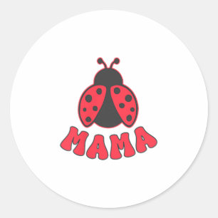 Mama Lieveheersbeestje Eerste Verjaardag Meisje Fa Ronde Sticker