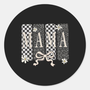 Mama Lightning Bolt Geruite Mama Vrouwen Moeders D Ronde Sticker