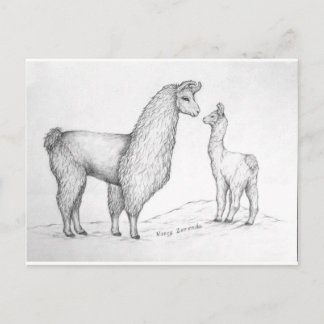 Mama Llama en Cria Briefkaart