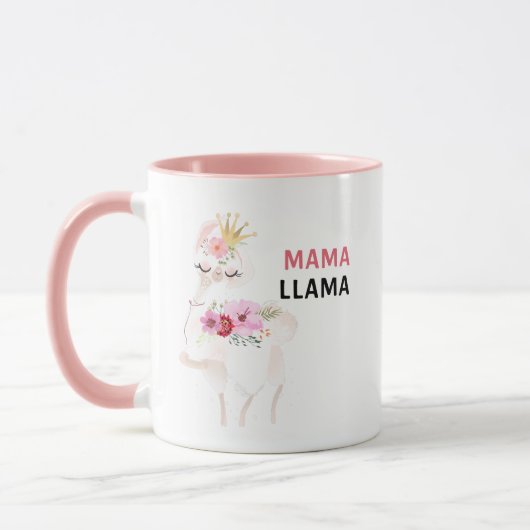 Mama Llama Funny  Floral Pink Llama Mok (Links)