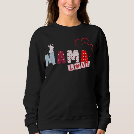 Mama Love Bunny Sweatshirt - Cute Heart Patchwork (Devant)