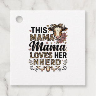 Mama Loves Her Kudde Vintage Koe Mom Shirt Ontwerp Bedankjes Labels