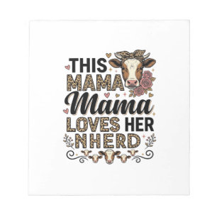 Mama Loves Her Kudde Vintage Koe Mom Shirt Ontwerp Notitieblok