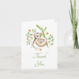 Mama luiaard en baby dankkaart bedankkaart