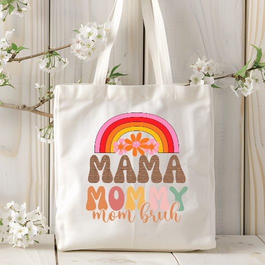 Mama mama Bruh Funny Retro Groovy Tote Bag