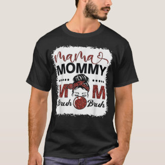 Mama mama Bruh mama Life Leopard Messy Bun T-shirt