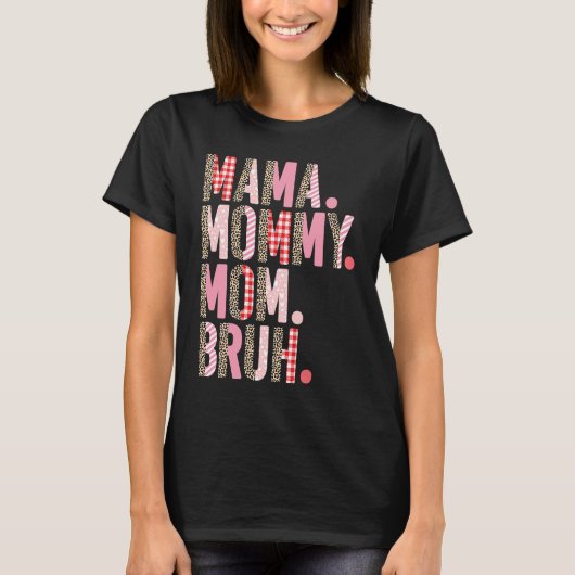 Mama mama Bruh Pink Leopard Pset Moeder Da T-shirt (Voorkant)