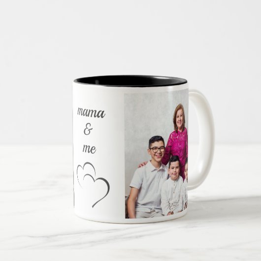 Mama & Me Stijlvolle minimalistische chique aangep Tweekleurige Koffiemok (Voorkant rechts)