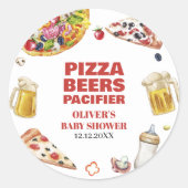 Mama Mia Pizza Beer Pacifier Baby shower Ronde Sticker (Voorkant)