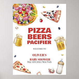 Mama Mia Pizza Bier Fopspeen Baby Shower Welkom Poster