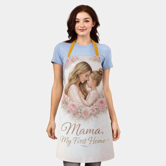 Mama — Mijn eerste thuis | Moeder & dochter bloeme Schort (Gedragen)