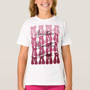 Mama Moederdag Aangepaste Kinderen Namen Groovy Re T-shirt