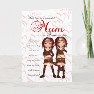 Mama Moederdag Kaart van Twins - Twee Schattigee e
