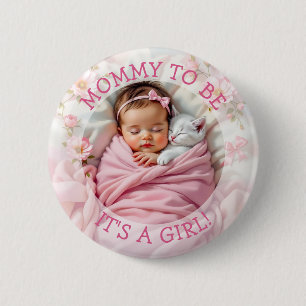 Mama moet zijn   Het is een meisje Baby shower Ronde Button 5,7 Cm